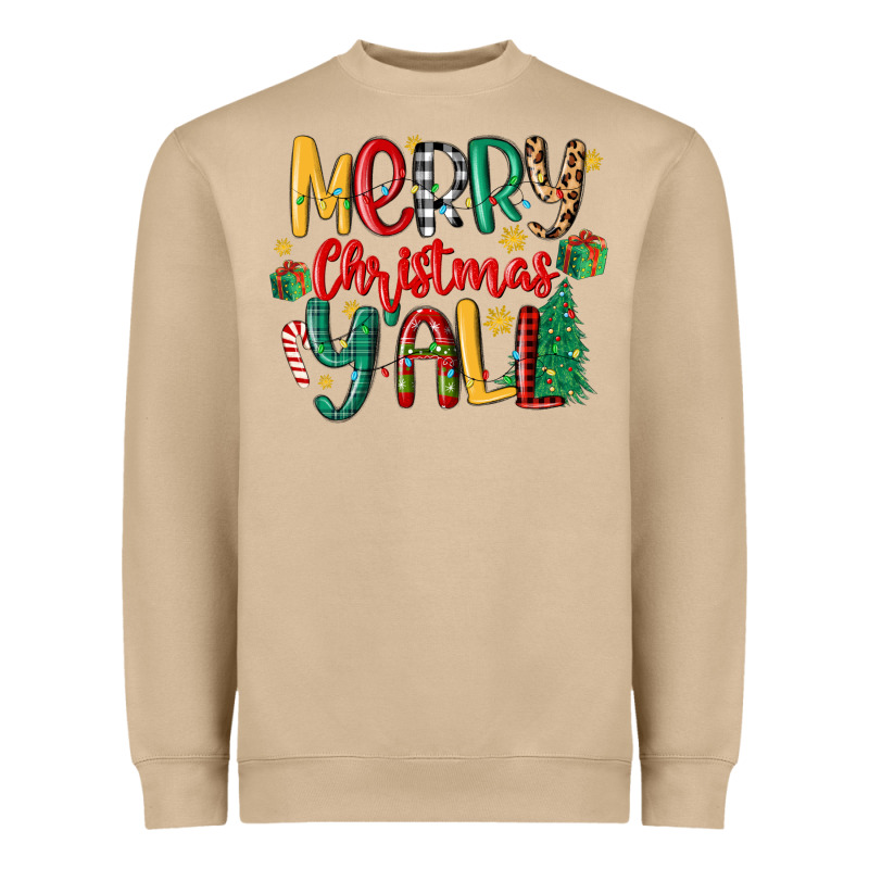 Merry Christmas Y'all Heavyweight Sweatshirt by MaliasSmallBusiness | Teevron