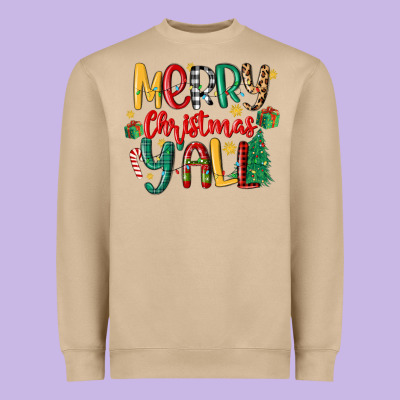 Merry Christmas Y'all Heavyweight Sweatshirt Designed By Maliassmallbusiness
