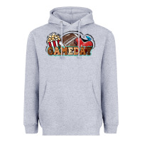Heather Grey Game day football popcorn Heavyweight Hoodie - HowdyJamesFarm