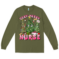 Army Green very merry nurse Long Sleeve Tee - MaliasSmallBusiness