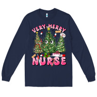 Navy very merry nurse Long Sleeve Tee - MaliasSmallBusiness