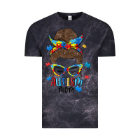 Cloud Black messy bun autism mom Vintage Tee - MaliasSmallBusiness