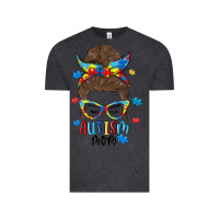 Vintage Black messy bun autism mom Vintage Tee - MaliasSmallBusiness