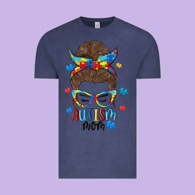 Messy Bun Autism Mom Vintage Tee Designed By Maliassmallbusiness