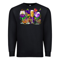Black mardi gras wine glasses cowgirl Premium Sweatshirt - CowGirlArtShop