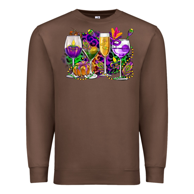 Mardi Gras Wine Glasses Cowgirl Premium Sweatshirt by CowGirlArtShop | Teevron