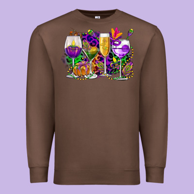 Mardi Gras Wine Glasses Cowgirl Premium Sweatshirt Designed By Cowgirlartshop