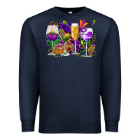 Navy mardi gras wine glasses cowgirl Premium Sweatshirt - CowGirlArtShop