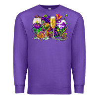 Purple mardi gras wine glasses cowgirl Premium Sweatshirt - CowGirlArtShop