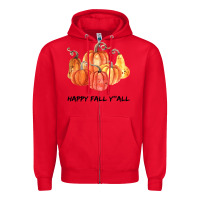 Red Happy Fall Y all Zipper Hoodie - Bettercallsaul