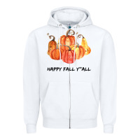 White Happy Fall Y all Zipper Hoodie - Bettercallsaul