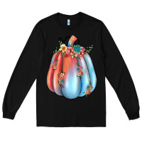 Black flowers pumpkin Long Sleeve Tee - JahusDesignShop