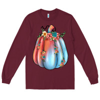 Burgundy flowers pumpkin Long Sleeve Tee - JahusDesignShop