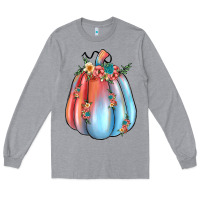 Heather Grey flowers pumpkin Long Sleeve Tee - JahusDesignShop