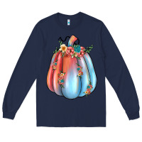 Navy flowers pumpkin Long Sleeve Tee - JahusDesignShop