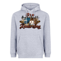 Heather Grey It's a Baseball kinda day Heavyweight Hoodie - HowdyJamesFarm