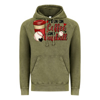 Vintage Olive i run on coffee and baseball Vintage Hoodie - MaliasSmallBusiness