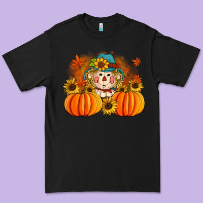 Fall Scarecrow With Pumpkins Premium Tee Designed By Artiststas