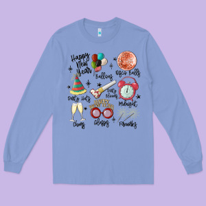 Happy New Year Long Sleeve Tee Designed By Maliassmallbusiness