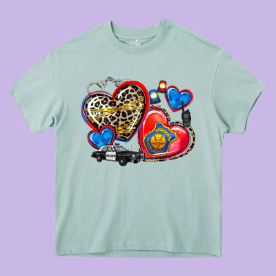 Western Leopard  Police   Hearts Heavy Core Tee Designed By Adodesignshop