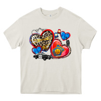 Cream western leopard  police   hearts Heavy Core Tee - AdoDesignShop
