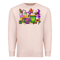 Pale Pink mardi gras coffee cups cowgirl Premium Sweatshirt - CowGirlArtShop