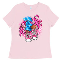 Bubblegum Pink cancer ribbon pink converse and flowers Ladies Tee - AdoDesignShop