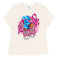 Bone cancer ribbon pink converse and flowers Ladies Tee - AdoDesignShop