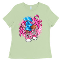 Matcha cancer ribbon pink converse and flowers Ladies Tee - AdoDesignShop
