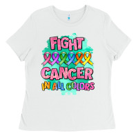 White fight cancer in all colors Ladies Tee - AdoDesignShop