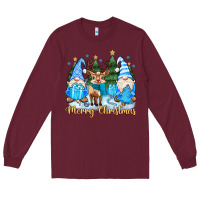 Burgundy merry christmas gnome Long Sleeve Tee - MaliasSmallBusiness