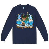 Navy merry christmas gnome Long Sleeve Tee - MaliasSmallBusiness