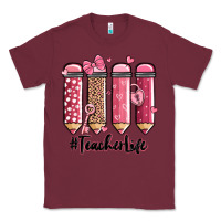 Burgundy valentine's day teacher life pencils Classic Tee - MaliasSmallBusiness