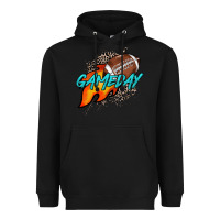 Black Game day leopard fire and ball Heavyweight Hoodie - HowdyJamesFarm