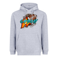Heather Grey Game day leopard fire and ball Heavyweight Hoodie - HowdyJamesFarm