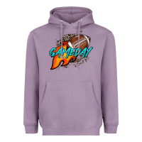 Lavender Game day leopard fire and ball Heavyweight Hoodie - HowdyJamesFarm