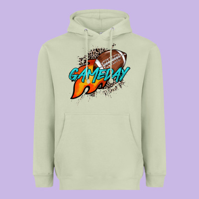 Game Day Leopard Fire And Ball Heavyweight Hoodie Designed By Howdyjamesfarm