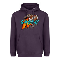 Plum Game day leopard fire and ball Heavyweight Hoodie - HowdyJamesFarm
