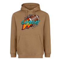 Toasted Coconut Game day leopard fire and ball Heavyweight Hoodie - HowdyJamesFarm