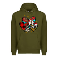 Army Green heart  wood slice ornament Premium Hoodie - JahusDesignShop