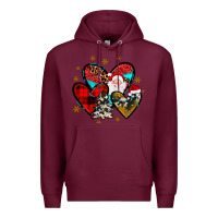 Burgundy heart  wood slice ornament Premium Hoodie - JahusDesignShop