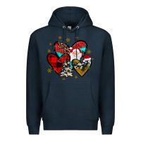 Navy heart  wood slice ornament Premium Hoodie - JahusDesignShop