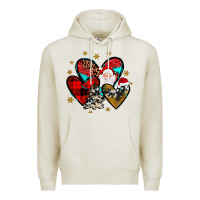 Oatmeal Heather heart  wood slice ornament Premium Hoodie - JahusDesignShop