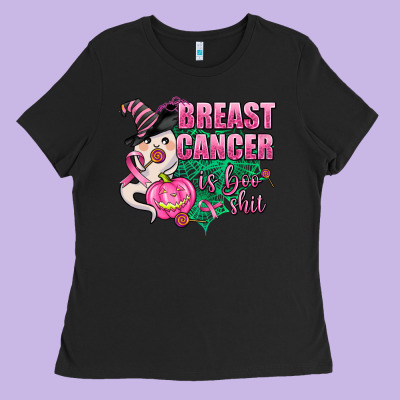 Breast Cancer Is Boo Shit Ladies Tee Designed By Adodesignshop