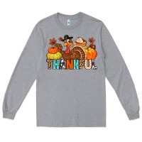 Heather Grey thankful Long Sleeve Tee - MaliasSmallBusiness