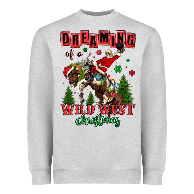 Dreaming Of A Wild West Christmas Cowboy Santa Heavyweight Sweatshirt by MaliasSmallBusiness | Teevron