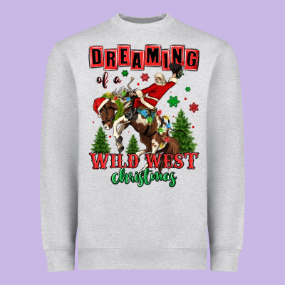 Dreaming Of A Wild West Christmas Cowboy Santa Heavyweight Sweatshirt Designed By Maliassmallbusiness