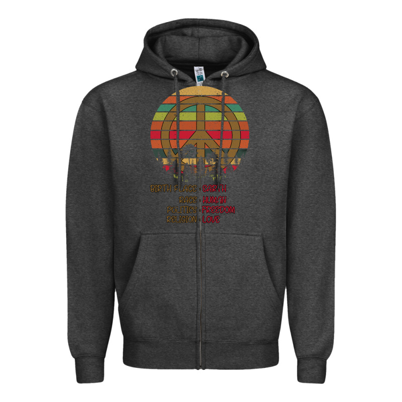 Birthplace Earth Race Human Peace Sign Hippie Zipper Hoodie by Bettercallsaul | Teevron