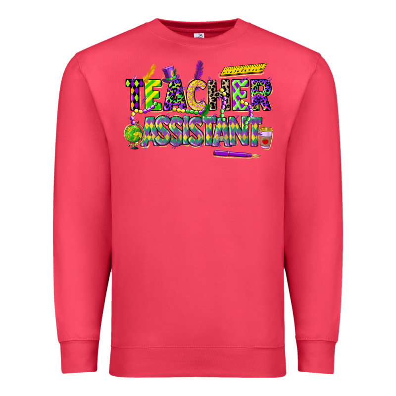 Mardi Gras Teacher Assistant Premium Sweatshirt by CowGirlArtShop | Teevron
