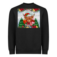 Black christmas cow Heavyweight Sweatshirt - MaliasSmallBusiness